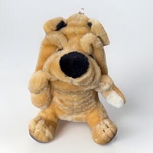 Vintage 1991 Shalom Toy Co Inc Shar Pei Sitting Dog Plush Stuffed Animal 12 in